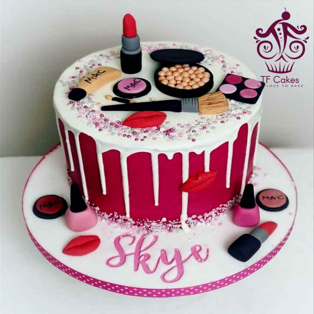 Blush and Lace Makeup Cake