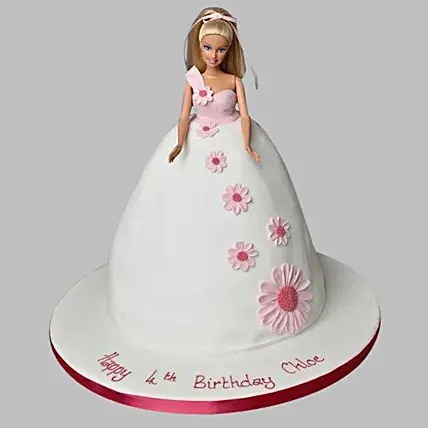 Pristine White Barbie Cake