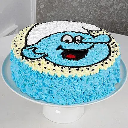 Cute Smurf Cream Chocolate Cake