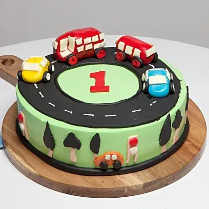 Race Track First Birthday Vanilla Cake