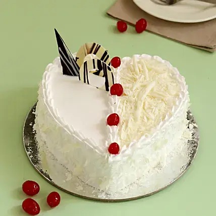 Heart Shaped White Forest Cake