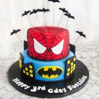 Two Tier Spiderman Cake