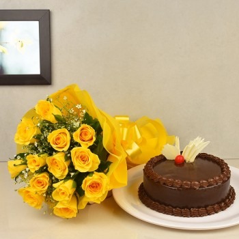 Yellow Roses and Cake