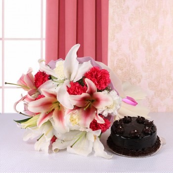 Flowers and Chocolate Cake