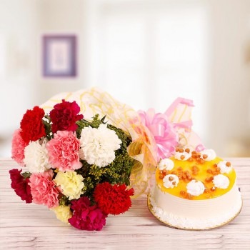 Mix Carnations and Butterscotch Cake