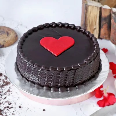 red fondant heart Chocolate Cake