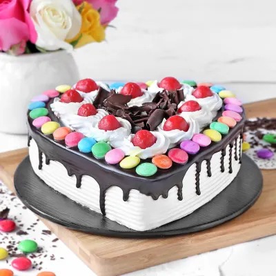 Heart Black Forest Gems Cake