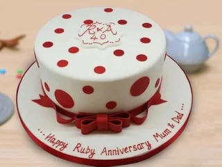 Red Dotted Anniversary Delight cake