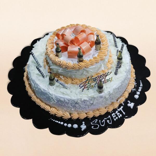 2 Tier Exotic White Forest Cake