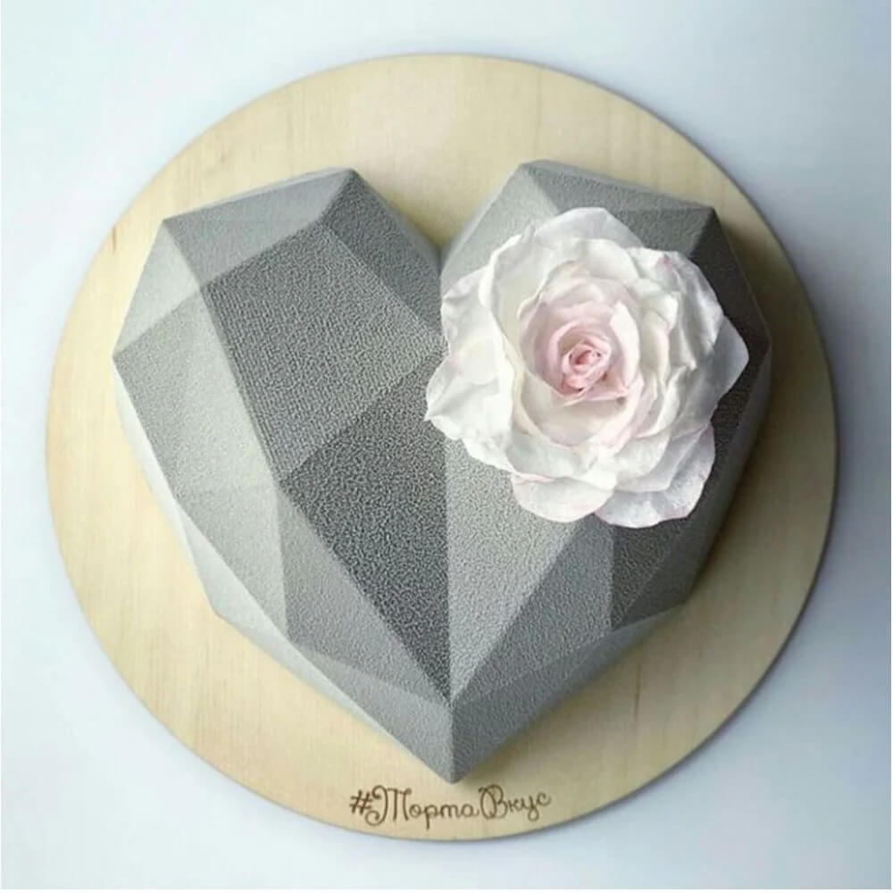 Silver Heart Pinata Cake