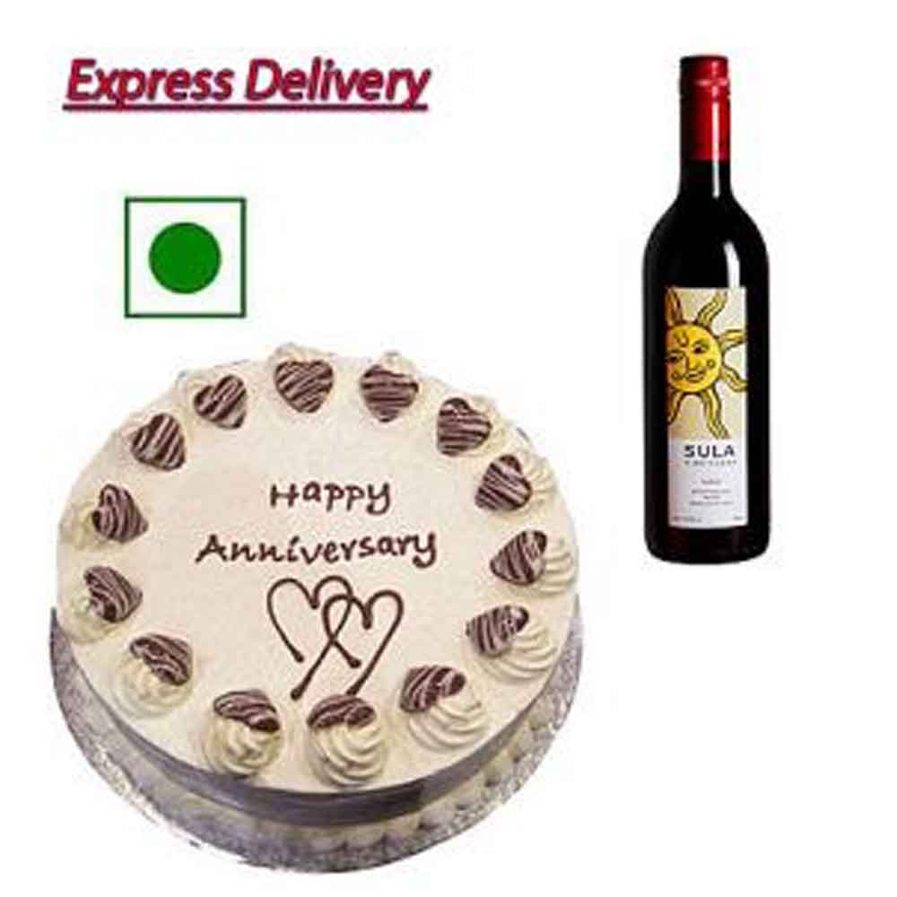 Red Wine with 1/2Kg Vanilla Cake