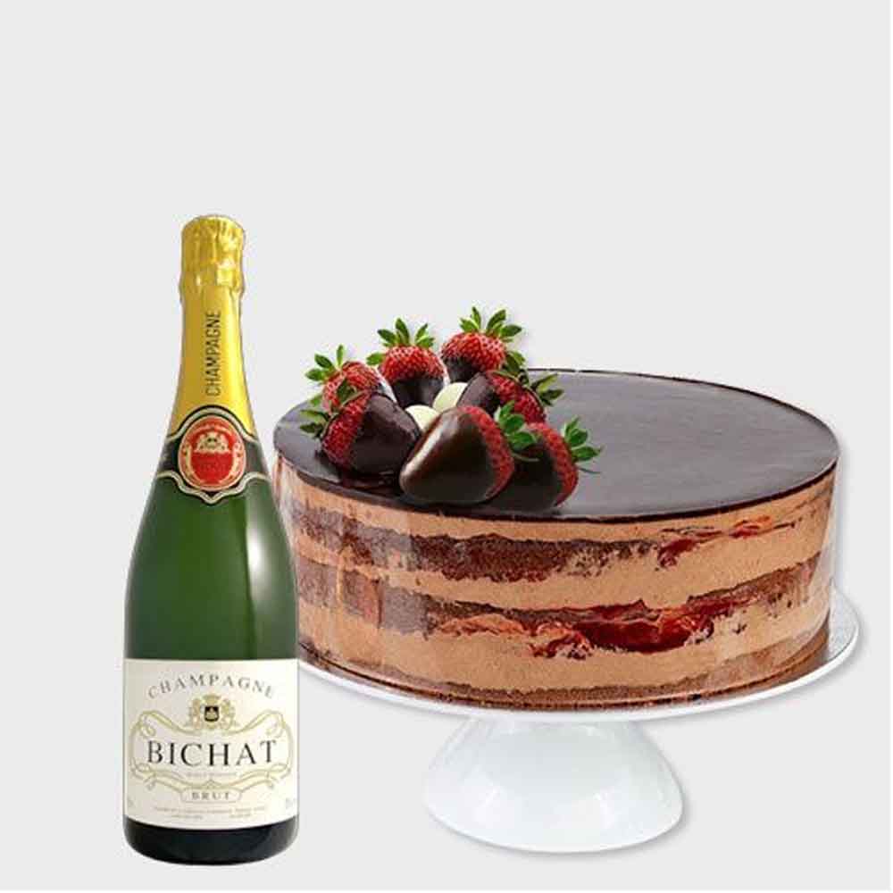 Chocolate Cake and Champagne Combo