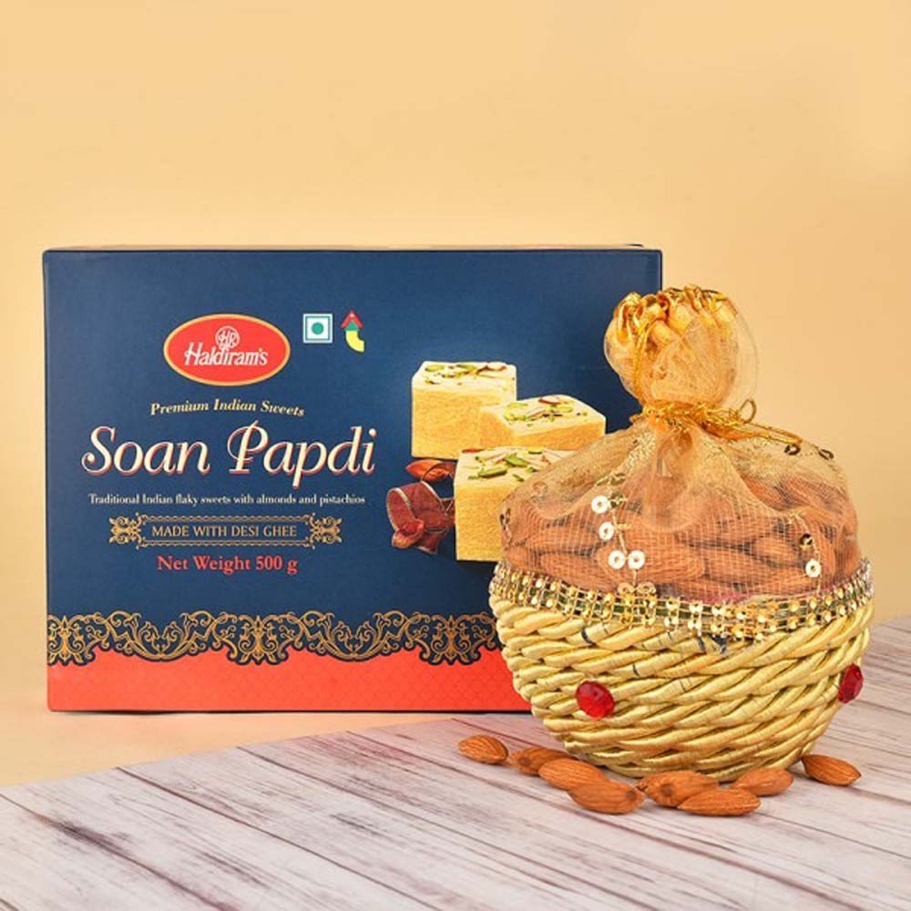 Soan Papdi and Almonds Potli