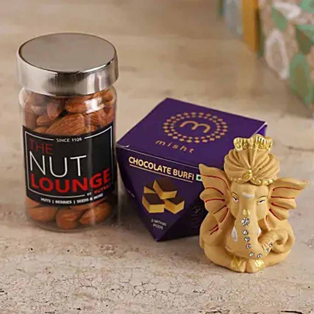 Ganesh Idol With Almonds and Chocolate Burfi