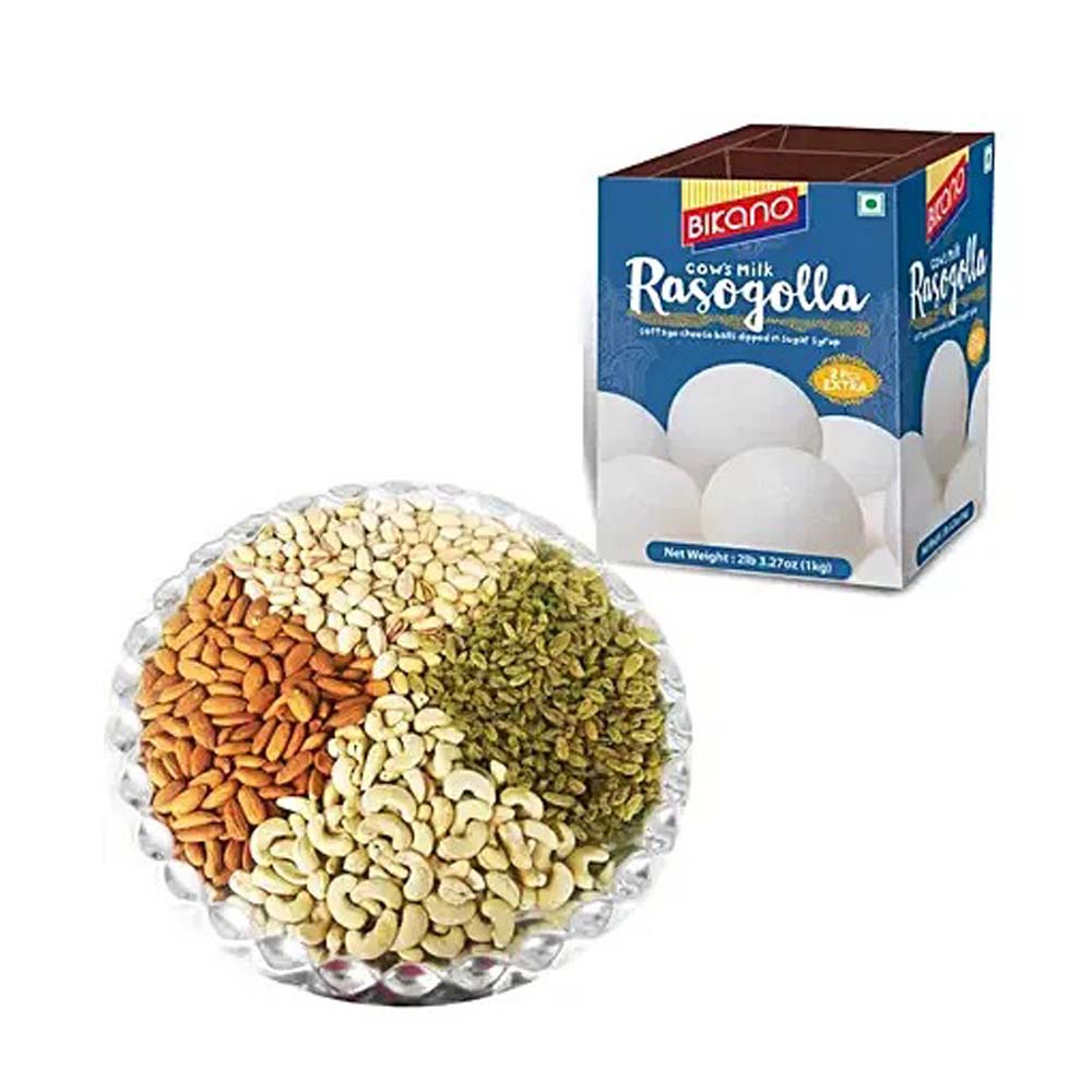Rasgulla and Dry Fruits Platter Combo
