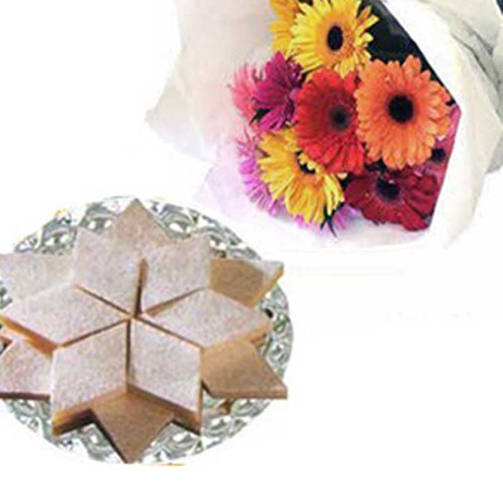 Gerberas with Kaju Barfi