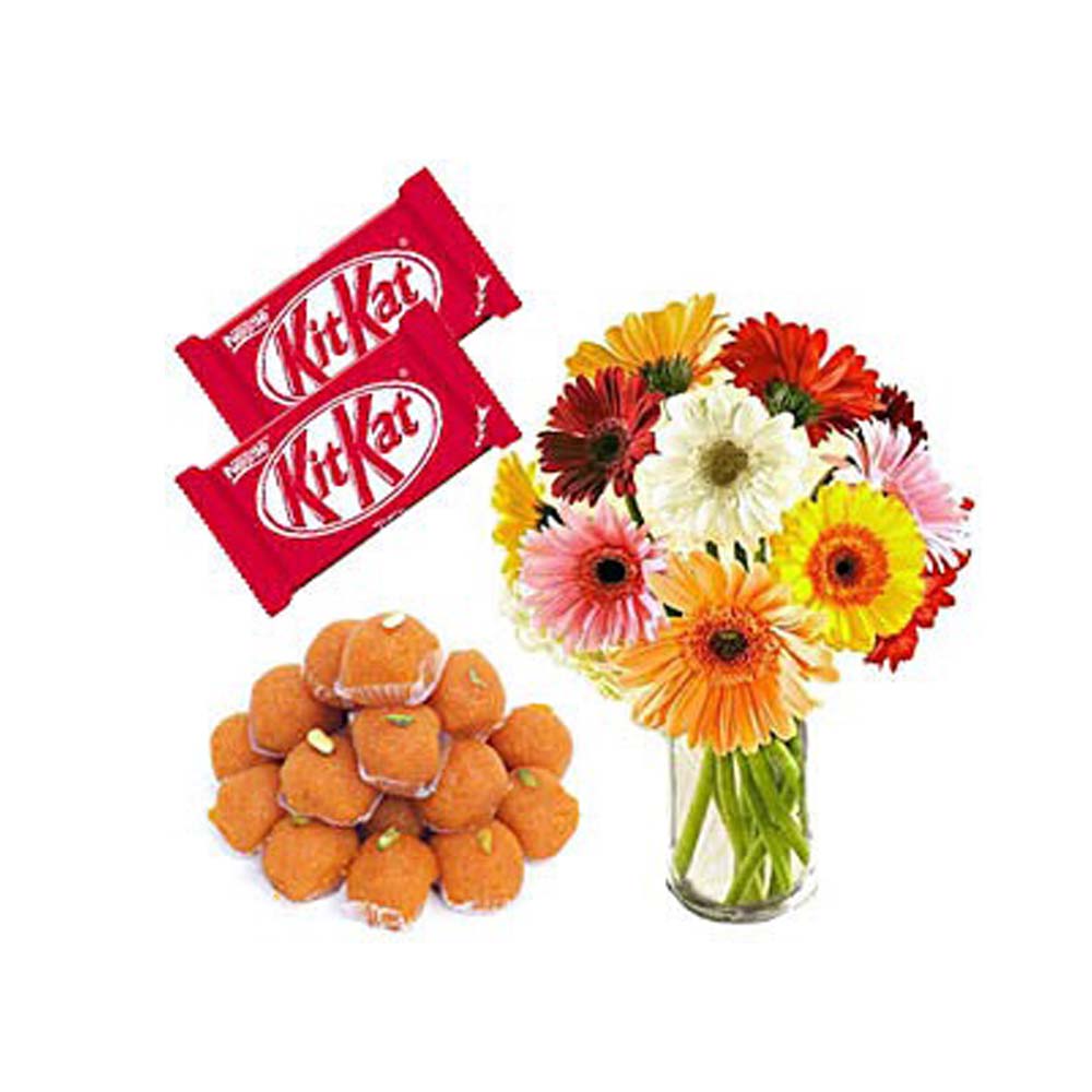 12 Gerberas with Chocolates and Sweets