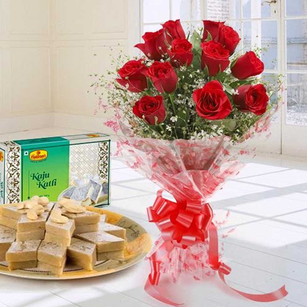 Red Roses n Kaju Katli