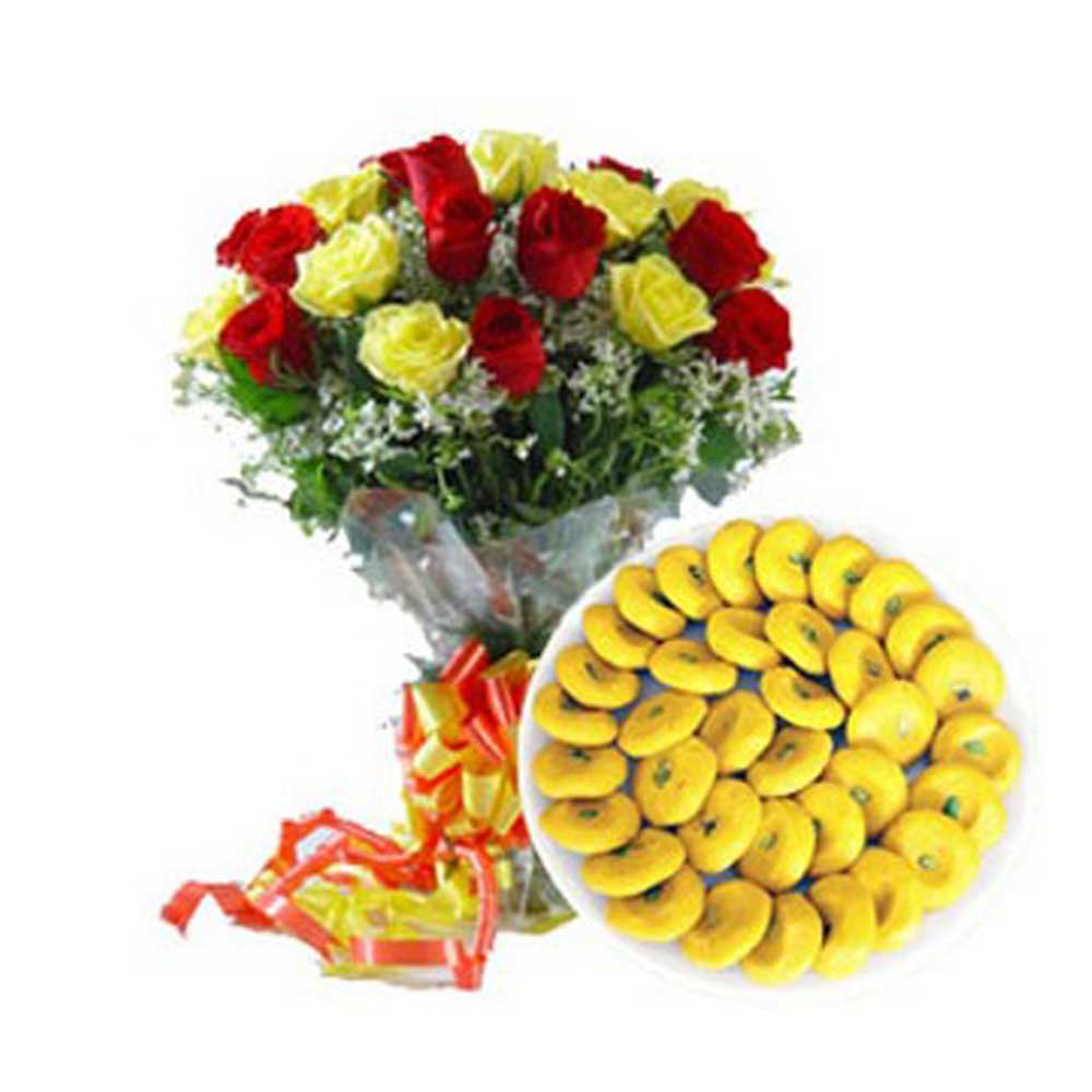 Kesar Peda with Roses