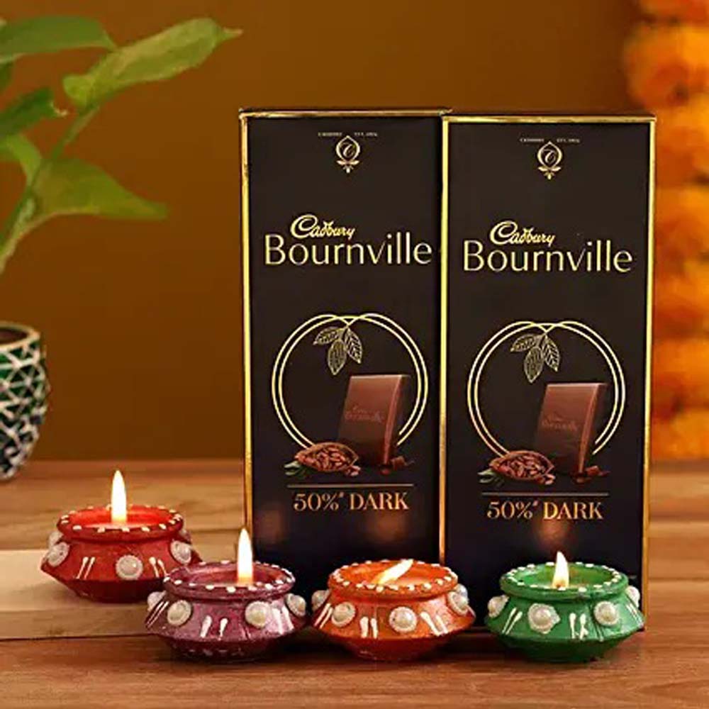 Cadbury Bournville Dark Chocolate and Diyas Combo