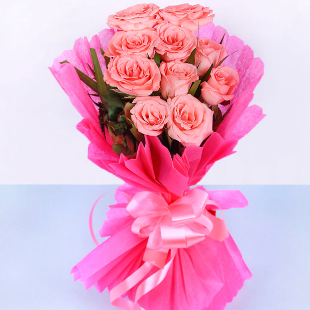 10 Pink Roses Bouquet