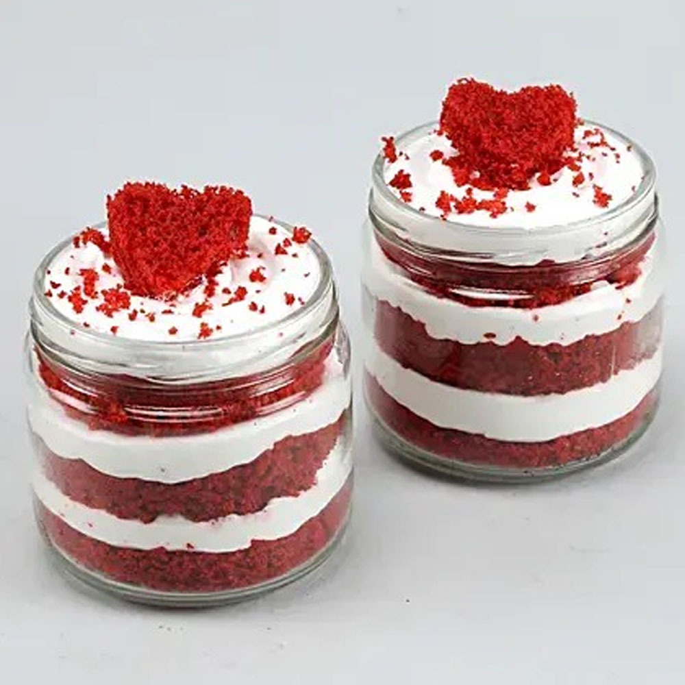 Heart Red Velvet Cake Jar 2 Set