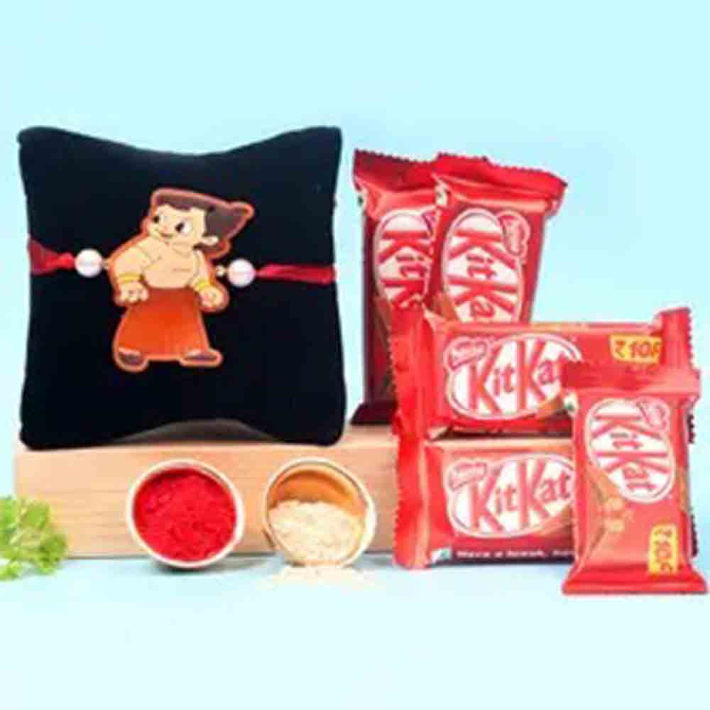 Five Kitkat chocolates With Chota Bheem Rakhi