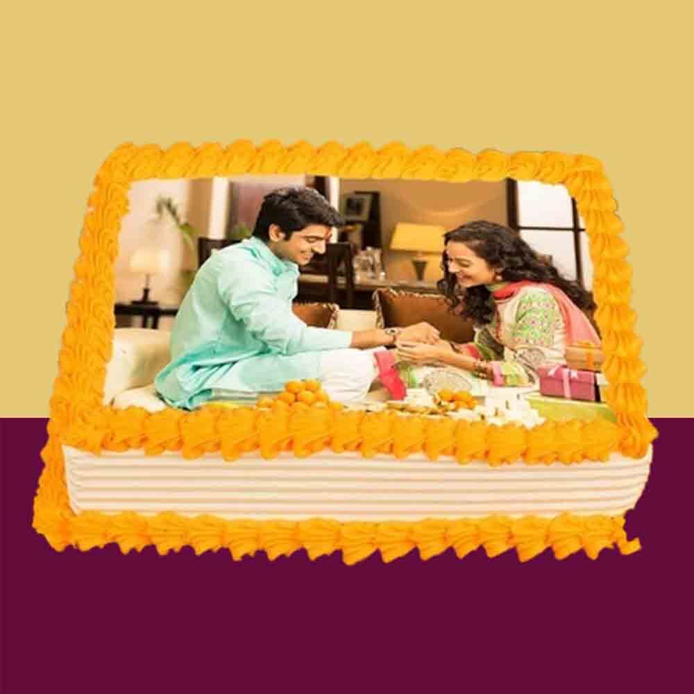 Raksha Bandhan Pineapple Photo Cake