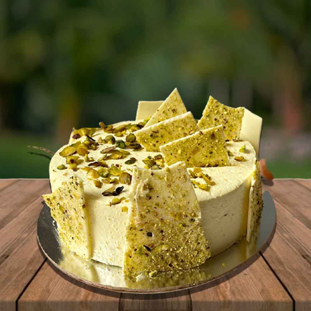 Rasmalai cake with white garnishing