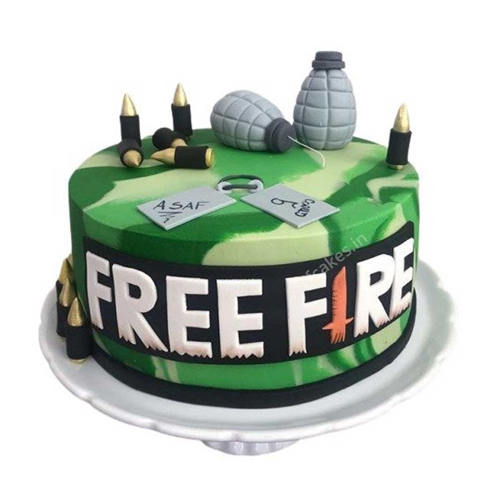 Free Fire Fondant Cake