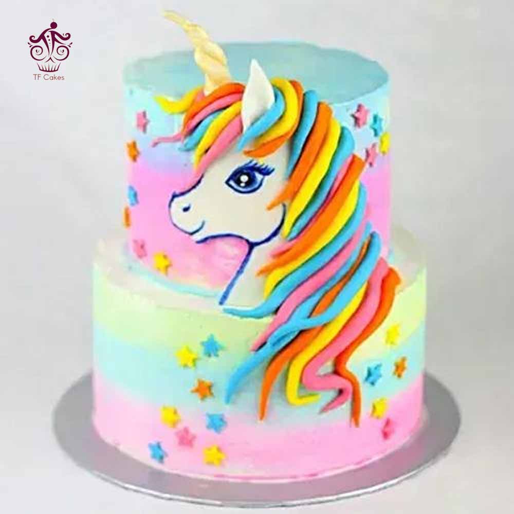 2 Tier Unicorn Cake