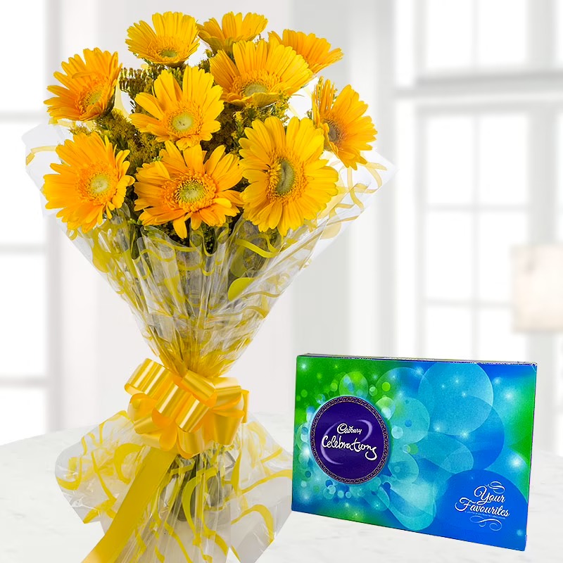 Yellow Gerberas And Cadbury Celebration