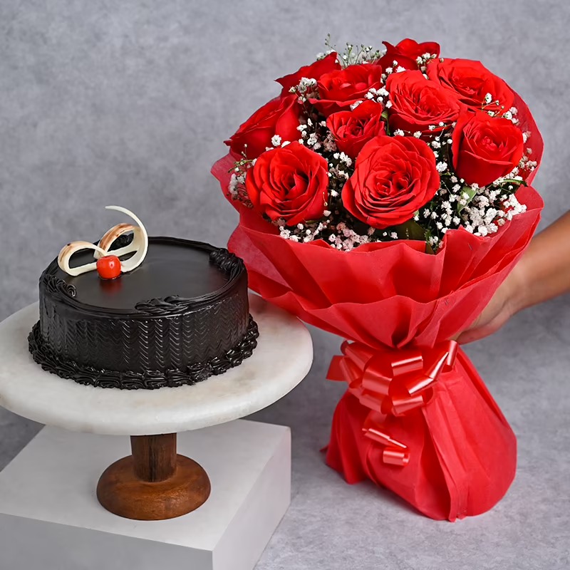 Flowers With Cake Combo