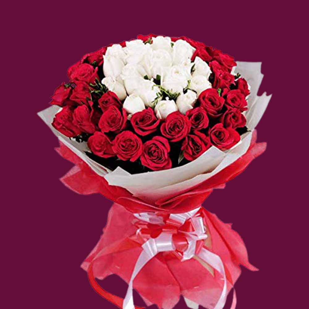 Set of 75 Red and White Roses