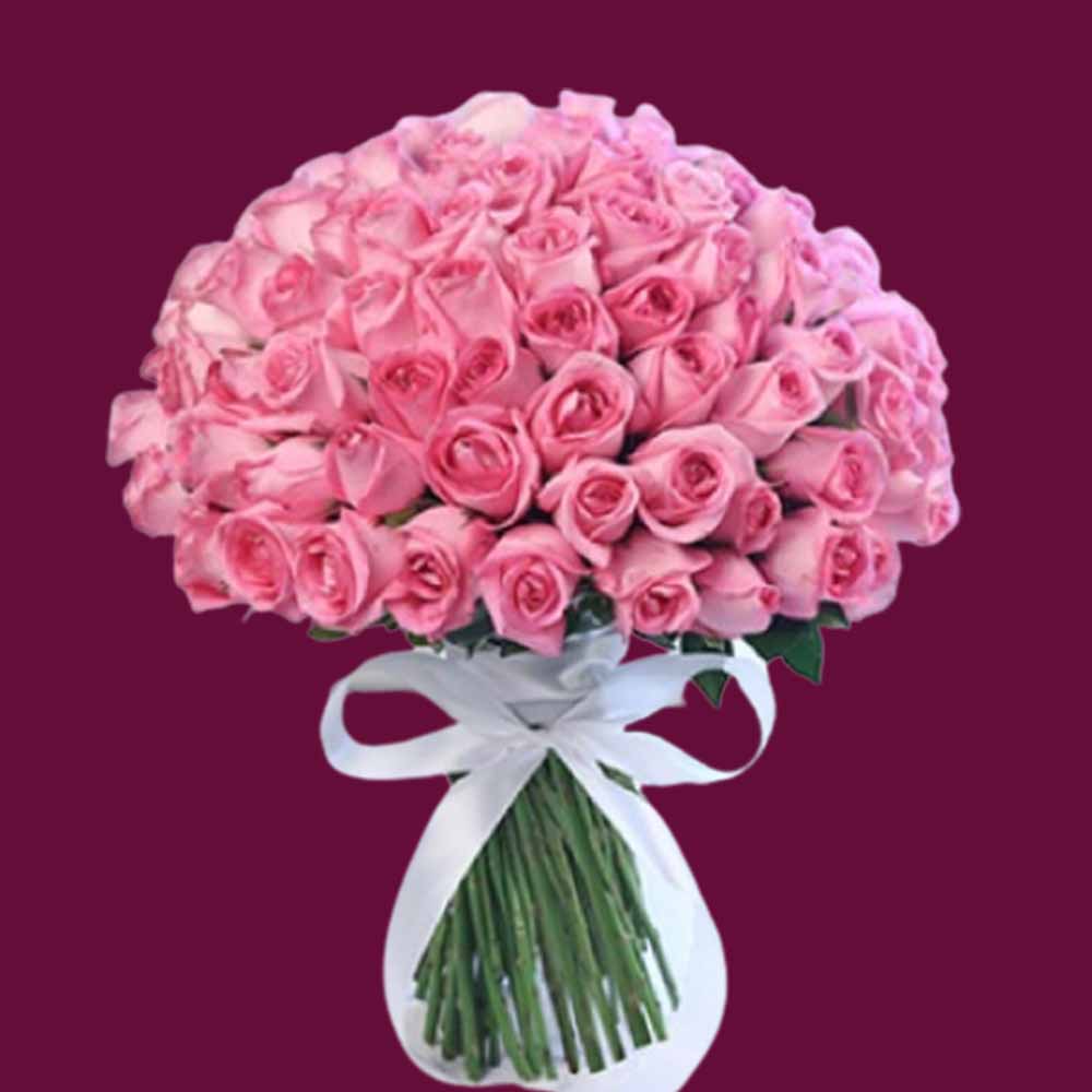 50 Pink Roses with beautiful Packing.