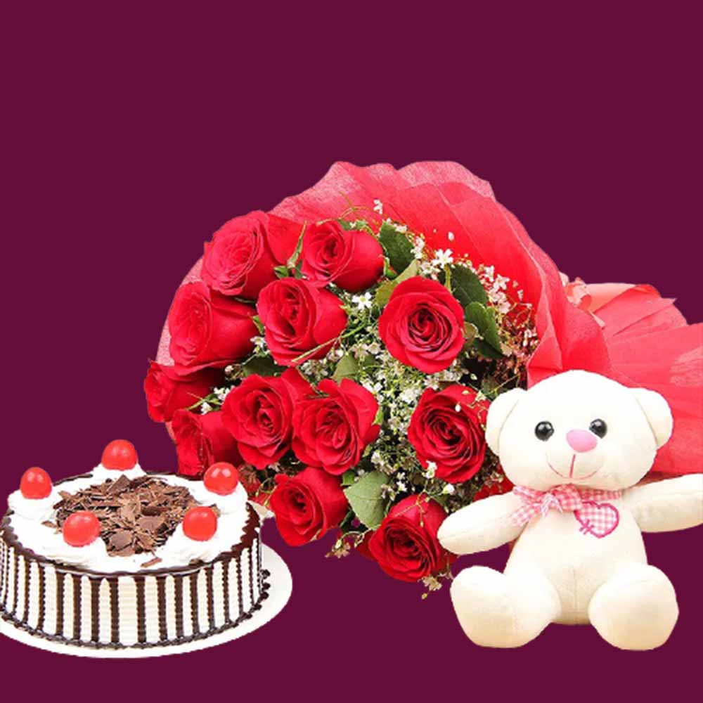 Combo Offer Rose teddy cake