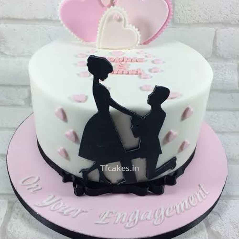 Fondant Engagement Cake