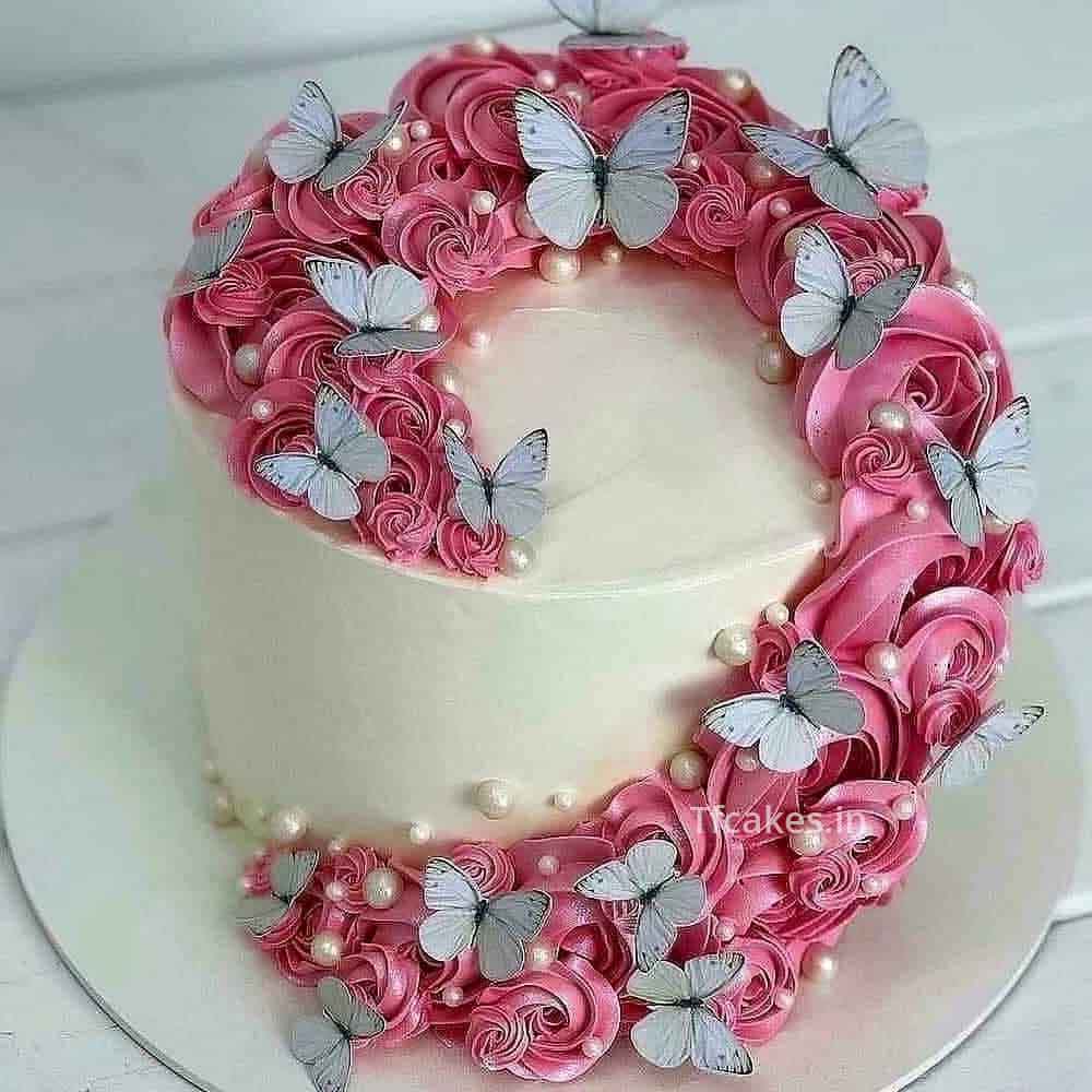 Rose With Butterfly Cake|Couple cake| Engagement cake | cake for ...