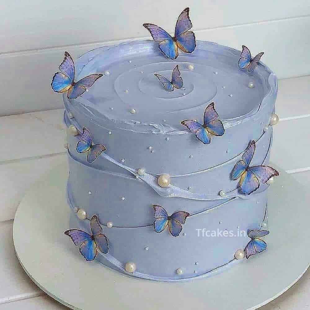 Blue butterfly cake| Couple cake| Engagement cake | cake for love ...