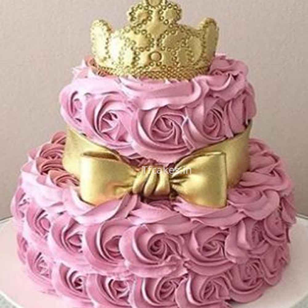 Beautiful Pink Rose Crun Cake