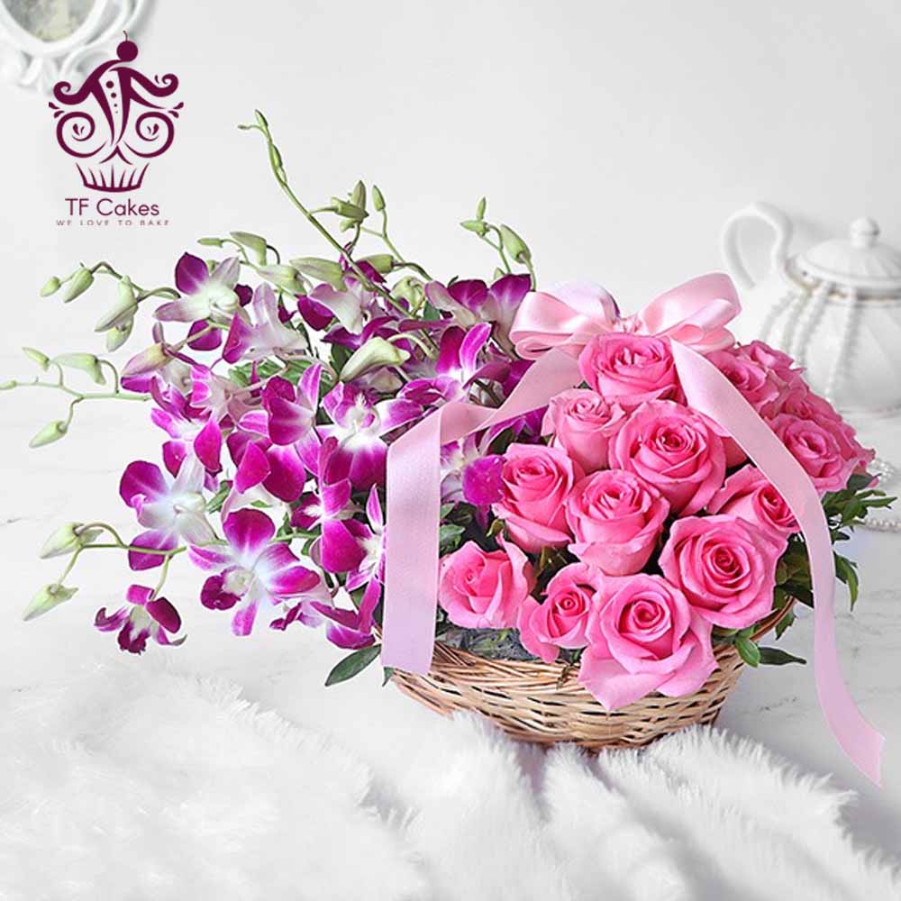 Orchids with Roses Arrangement