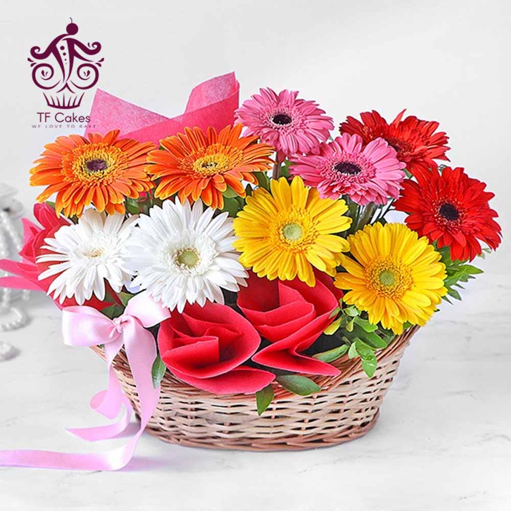 Basket of Mix Gerberas