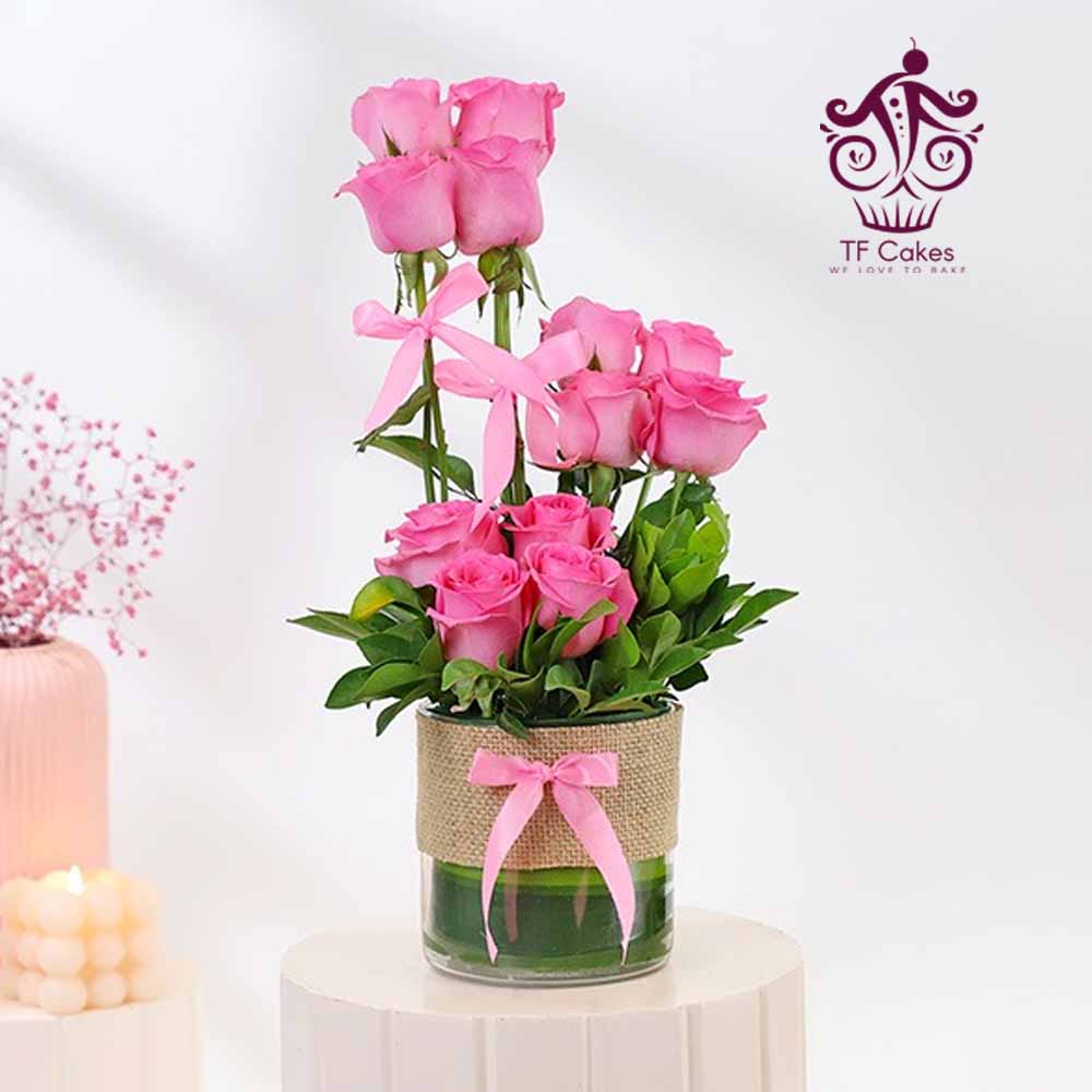 Exotic Pink Rose In Vase