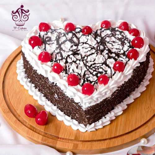 Heart shaped black forest cake