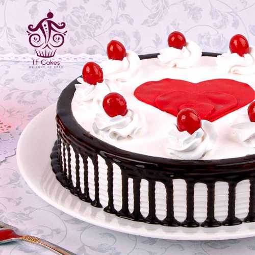 black forest cake with a heart in the middle