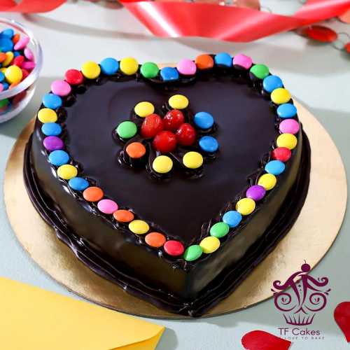 Heart Shaped Chocolate Gems Cake