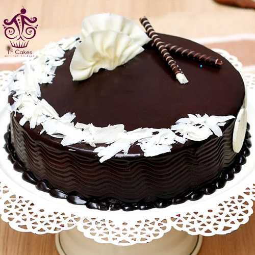 Artfully adorned chocolate cake