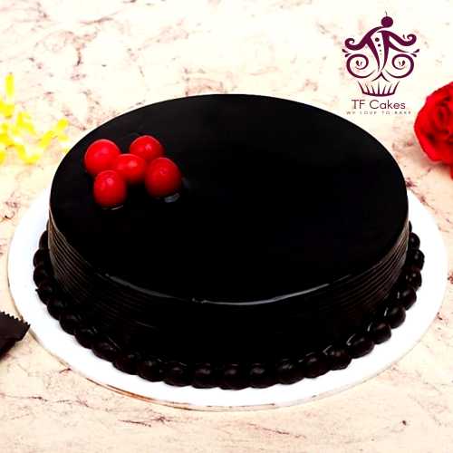 vivid red cherries chocolate cake