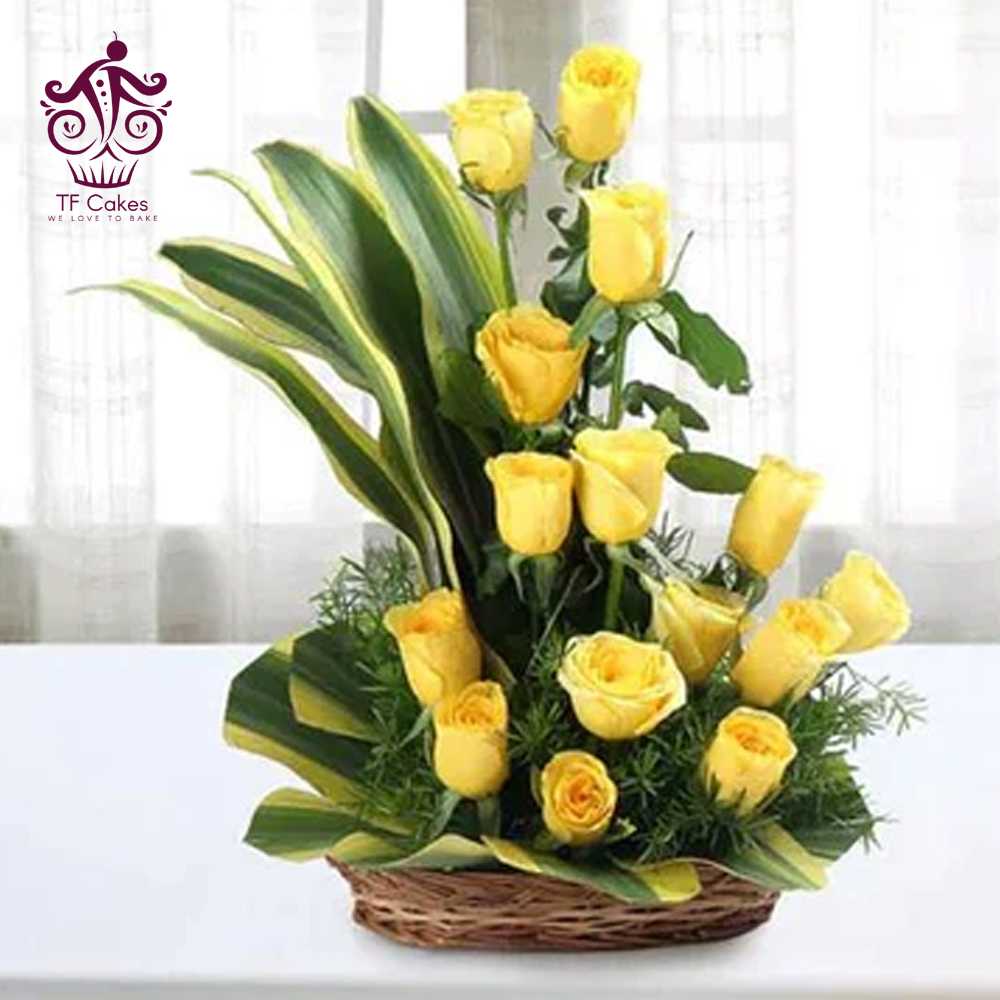 Lovely Yellow Rose Basket