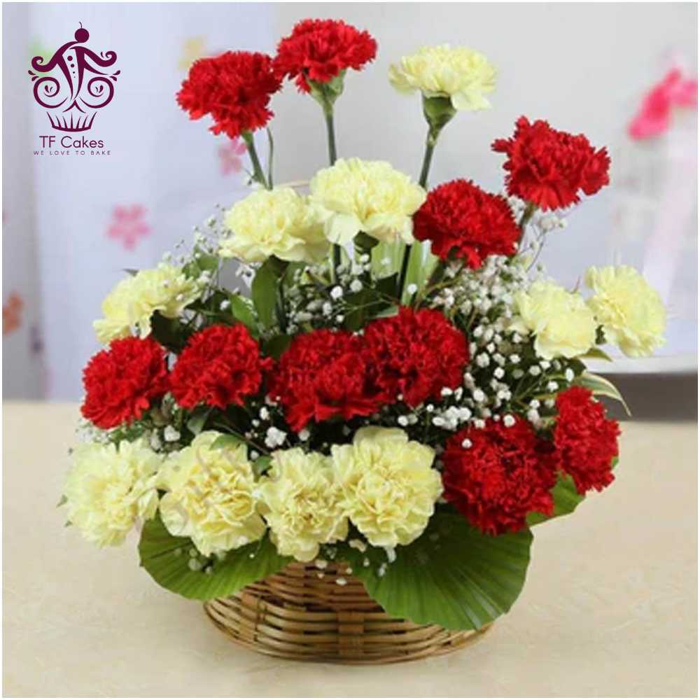 Send Red and Yellow Carnations Basket